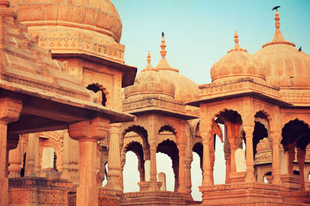 India,Bada Bagh cenotaph in Jaisalmer,  Rajasthanのeditorial素材