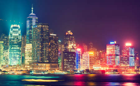 Hong Kong, China,night  viewのeditorial素材