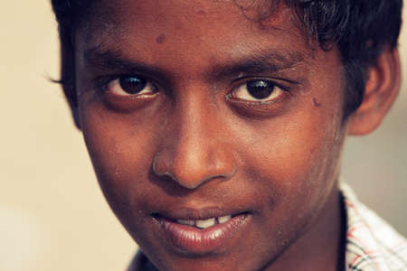 Chennai, India, Tamil Nadu. Sincere look of young indian boy.のeditorial素材