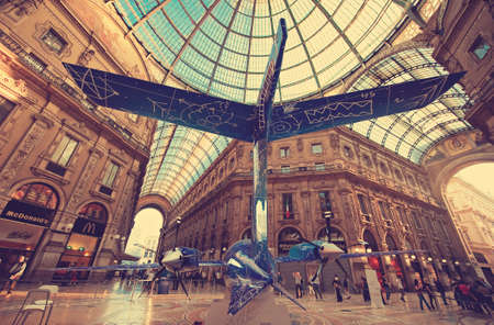 Milan. Italy. Space jet demonstrated in central Milan gallery.のeditorial素材
