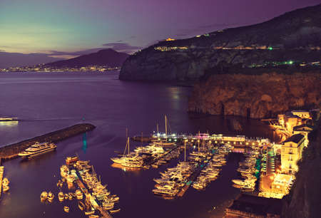 Italy , Amalfi coast ,suburb of Sorrento place. View on the Vesuvio volcano. Night view.の写真素材