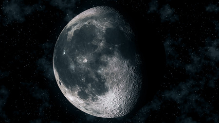 Realistic seamless 3D illustration of moon phase. High quality moon wax and wane through lunar cycle of gibbous. Space concept of Earth satellite in 4kの写真素材
