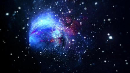 Interstellar travel in hyperspace wormhole portal with stars. Lightspeed space journey through time...
