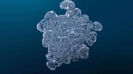 Underwater oxygen explosion 3D animation. Realistic water blast with air bubbles rising to the top...