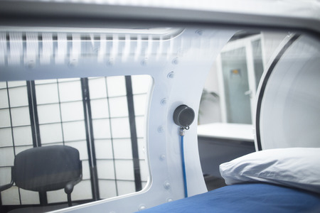 Hyperbaric Oxygen Therapy (HBOT) chamber tank used for specialised medical treatment for injuries in...