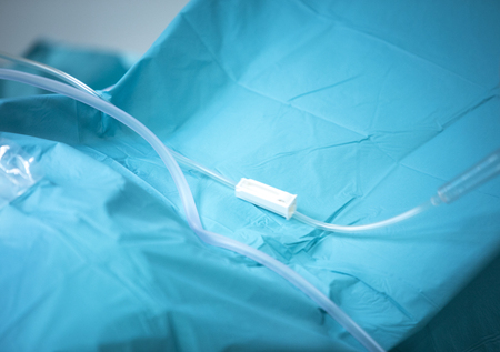 Traumatology orthopedic surgery hospital emergency operating room prepared for arthroscopy operation photo.の写真素材