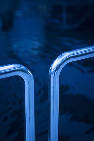 Health spa physical therapy, rehabilitation, physiotherapy water jets hydrotherapy spray and railings photo in blur tones.の写真素材