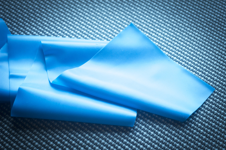 Pilates stretching yoga flexibility postural rubber band posture blue flexible strap health clubの写真素材