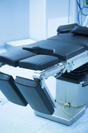 Hospital emergency surgery operating room medical clinic bed real life photo.の写真素材