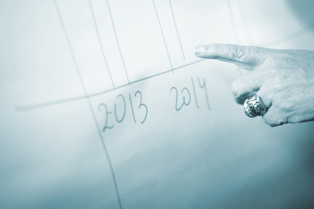 White board presentation finger pointing photo.の写真素材