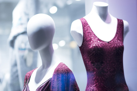 Shop dummy underwear fashion lingerie mannequin in department store boutique window wearing current fashions in clothes.の写真素材