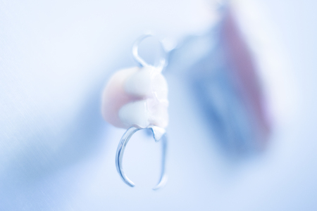 Removable partial denture metal and plastic dental false teeth prosthetics.