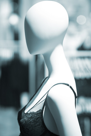 Shop dummy underwear fashion lingerie mannequin in department store boutique window wearing current fashions in clothes.の写真素材