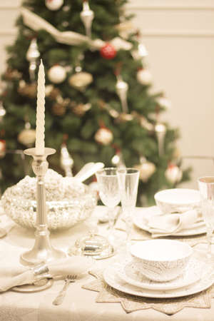 Christmas party festive dinner table photo.