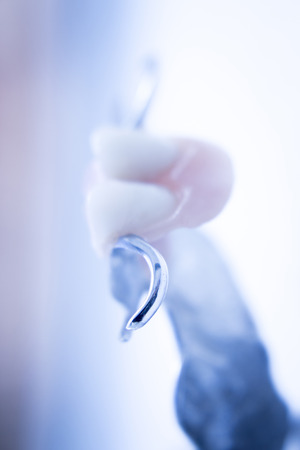 Removable partial denture metal and plastic dental false teeth prosthetic.の写真素材