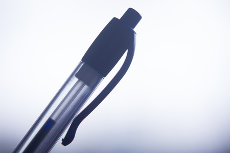 Plastic disposable pen isolated studio shot photo.