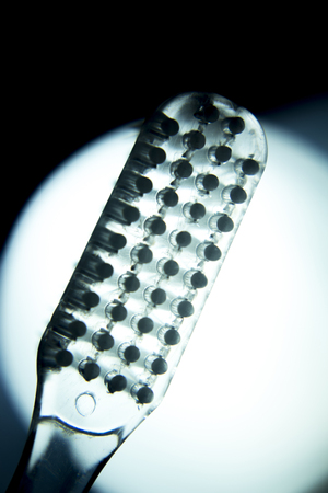 Traditional hand dental toothbrush head for teeth cleaning, plaque removal and dental hygiene photo.の写真素材