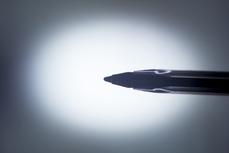 Plastic disposable pen isolated studio shot photo.の写真素材