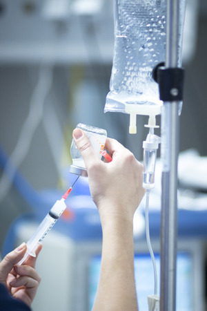 Hospital surgery emergency operating room surgical liquid drip equipment photo.の写真素材
