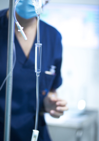 Hospital surgery emergency operating room liquid drip photo.の写真素材