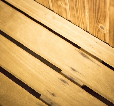 Wooden sauna wood seat photo.の写真素材