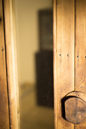 Wooden sauna wood door photo.の写真素材