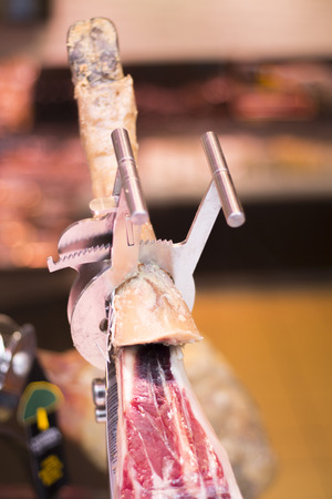 Spanish cured ham leg in restaurant in Spain photo.の写真素材