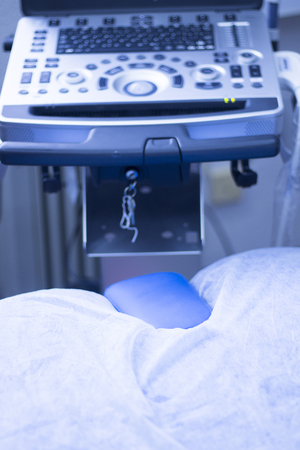 Ultrasound assisted ecography intratissue percutaneous electrolysis dry needling physical therapy rehabilitation physiotherapist treatment machine in hospital medical center IPE physiotherapy clinic.の写真素材