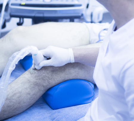 Ultrasound assisted ecography intratissue percutaneous electrolysis dry needling physical therapy rehabilitation physiotherapist treatment in hospital medical center IPE physiotherapy clinic.の写真素材