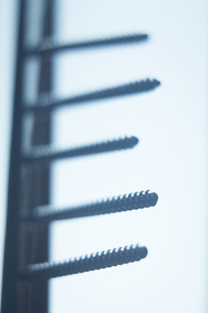 Orthopedics and Traumatology surgery plate & screws surgical titanium metal implant close-up...