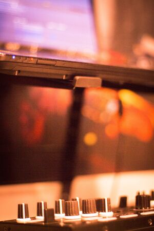 Professional sound recording audio studio digital equipment, amplifier, knobs and graphic equalizer...