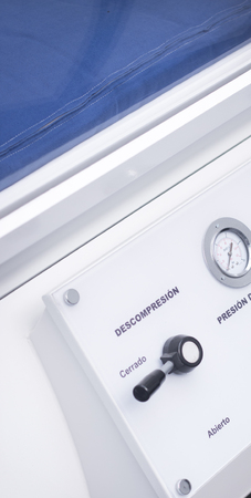 HBOT hyperbaric oxygen therapy chamber tank in hopsital medical center clinic.