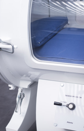 HBOT hyperbaric oxygen therapy chamber tank in hopsital medical center clinic.