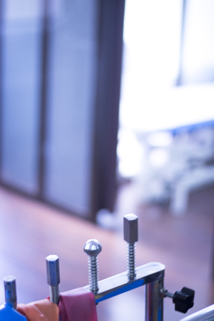 Physical therapy equipment in physiotherapy clinic specialized in sports injury rehabilitation for wrists, hands and fingers.の写真素材