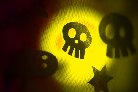 Halloween ghost skull head children's party trick or treat surreal, ghostly scary photo of frightening ghosts and monsters at night.の写真素材