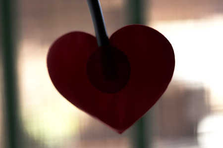 Red love heart shape Valentines day image.の写真素材