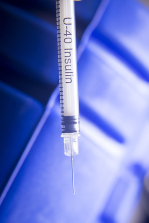 Medical injection syring hypodermic needle for insulin injections in diabetic patients and vaccines for vaccinations.の写真素材
