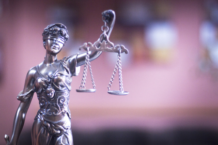 Legal office of lawyers and attorneys  legal bronze model statue of Themis goddess of justice.の写真素材