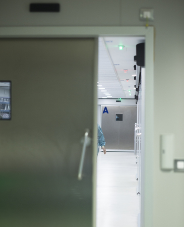 Hospital surgery operating theater emergency room stainless steel door.