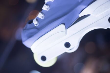 Aggressive inline free skates inline rollerskates for skating, jumps, tricks and urban skatingの写真素材