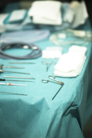 Surgery instrumentation in emergency room operating theater operation with instruments for the...