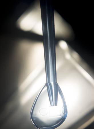 Water spray interdental cleaner head to liquid floss the tongue in brushing and cleaning of teeth.の写真素材