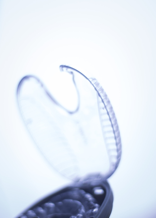 Teeth invisible brackets orthodontic dental storage case for bracket orthodontics alignment straightening dentist devices.の写真素材