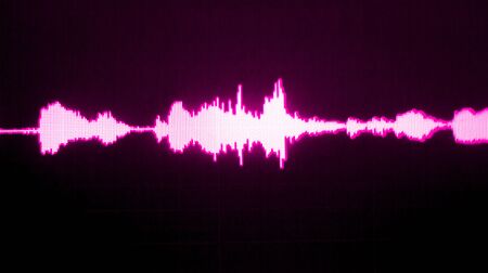 Sound recording studio audio wave on computer screen in professional editing program for voice,...
