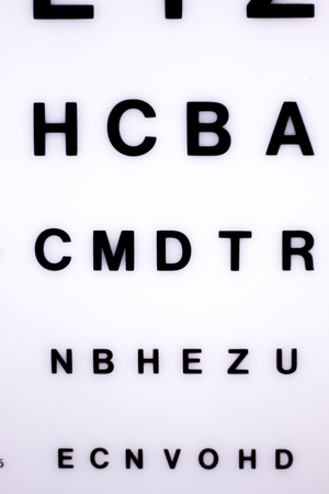 Opticians ophthalmology and optometry eye test chart to test sight and vision for patients with eyesight issues.の写真素材