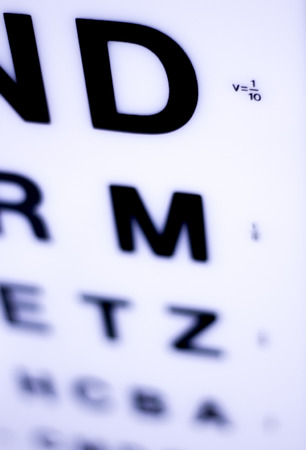 Opticians ophthalmology and optometry eye test chart to test sight and vision for patients with...