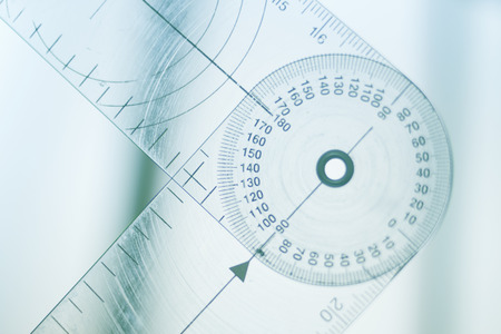 Physical therapy mecical clinic physiotherapy goniometer to measure range of movement in patient in rehabilitation.の写真素材