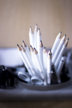 Luxury modern office table corporate company meeting room with pencils, stapler and notepads,の写真素材