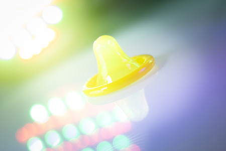 Rubber latex condom male contraceptive for safe disease and pregnancy free sex.