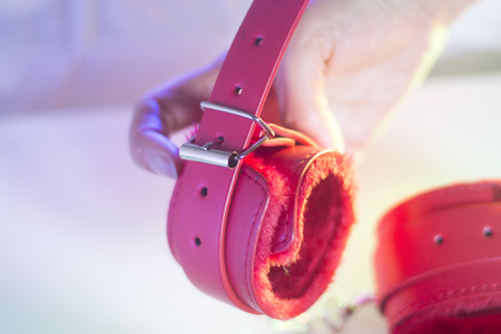 Bondage sadomasochism sex games erotic handcuffs for bdsm dominance sex.の写真素材